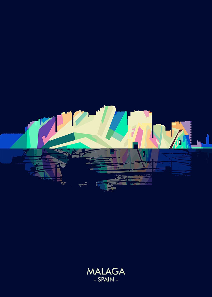 Malaga Skyline City Blue