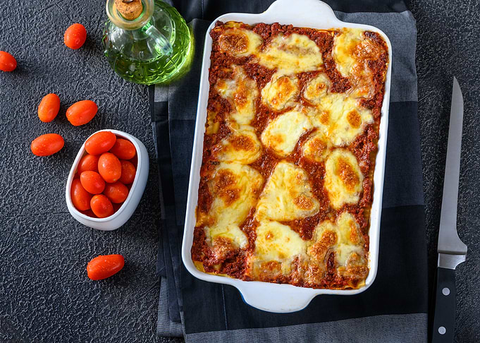 Dish of lasagne