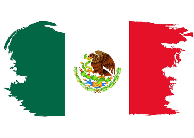 Mexican Flag With Grunge