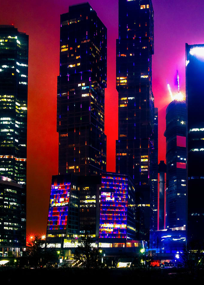 Moscow Skyscrapers Night