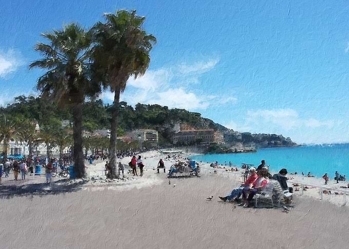 Riviera beach scene