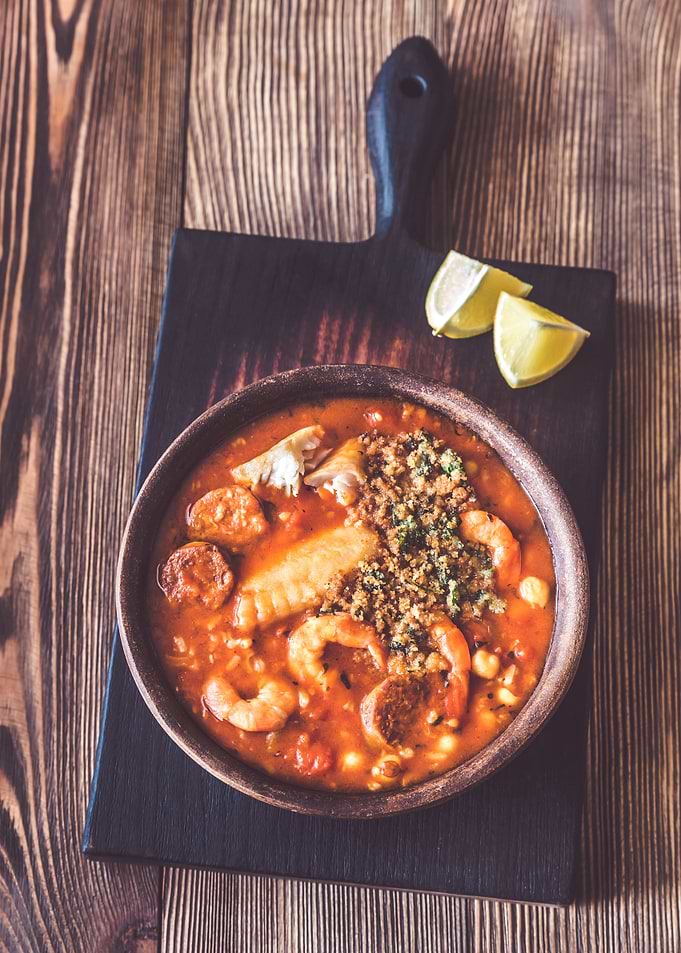Portion of chorizo soup