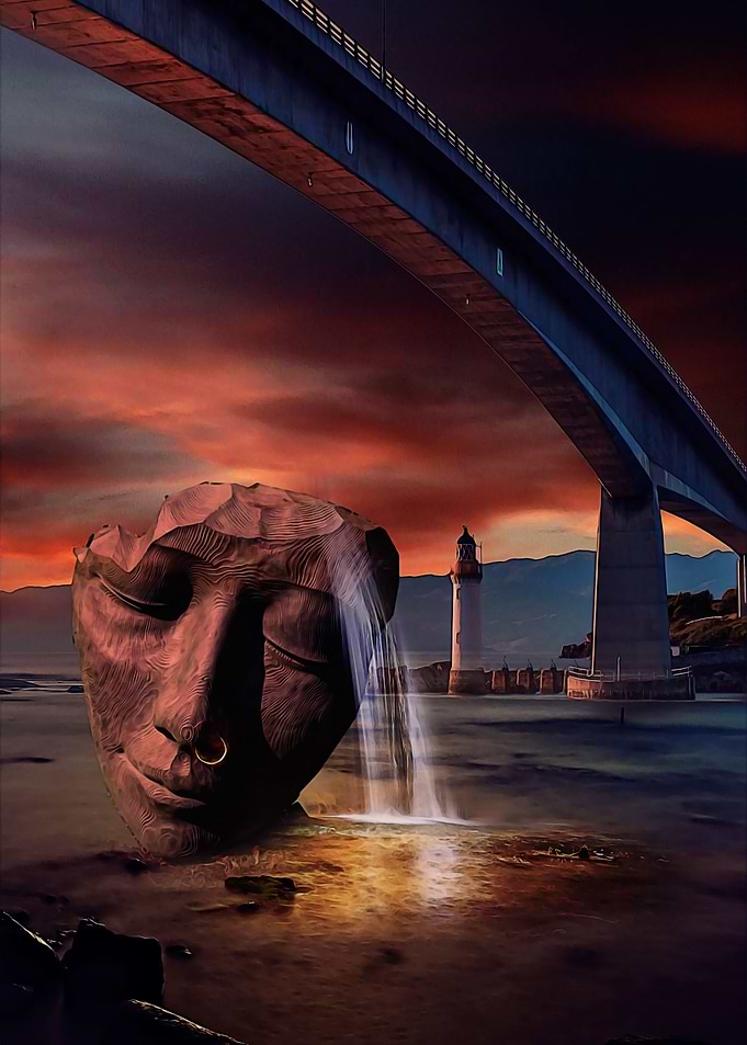 Buddha head waterfall