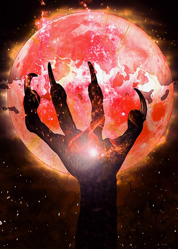 Red moon and werewolf