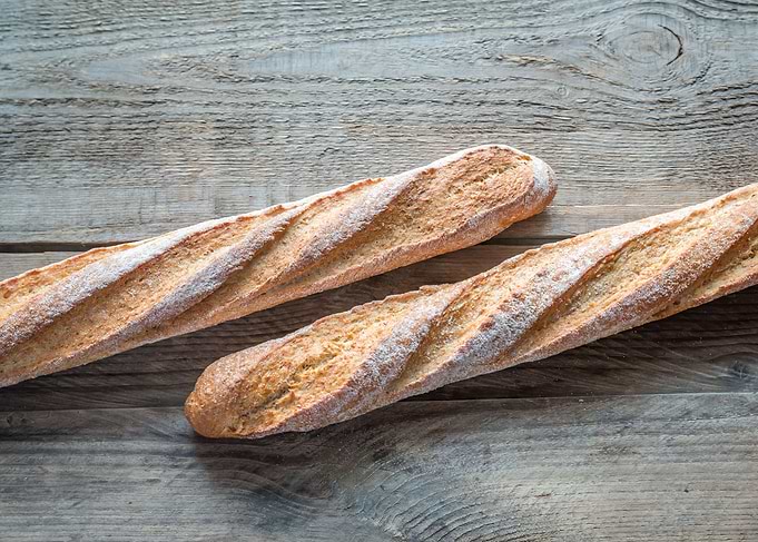 Two wholewheat baguettes