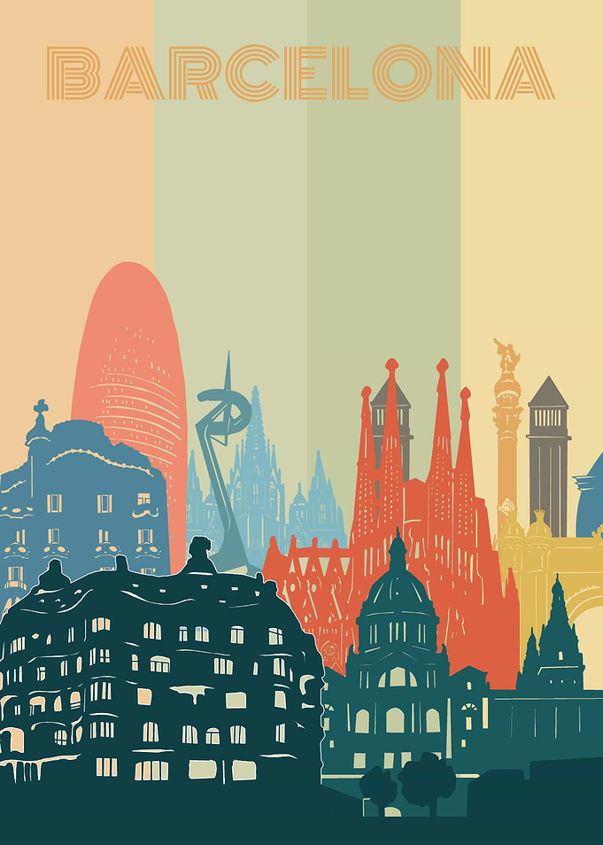 barcelona city retro