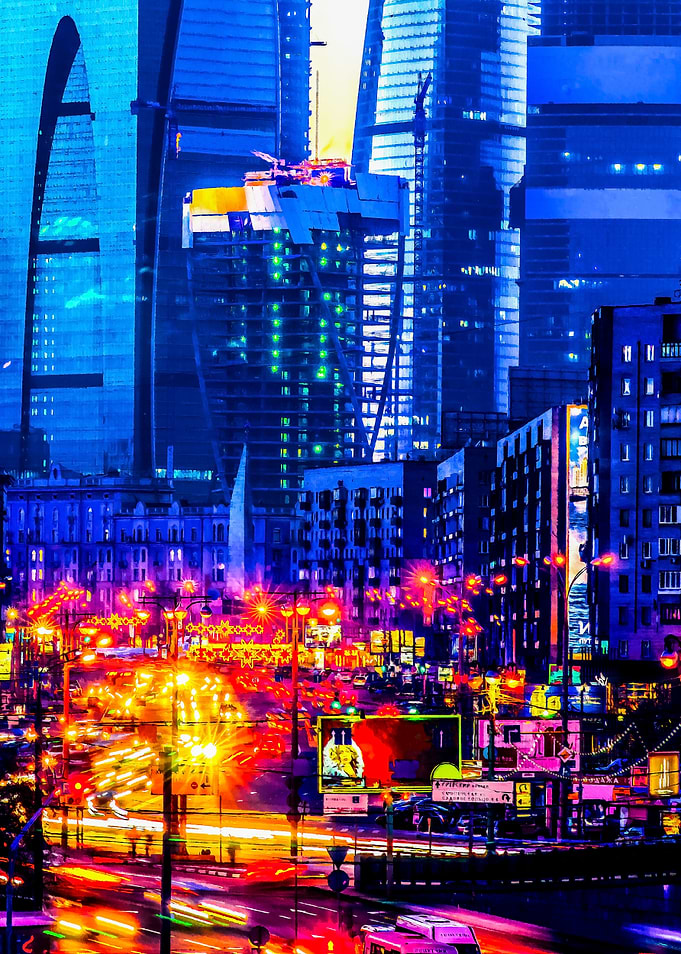 Shining City Lights Sunset