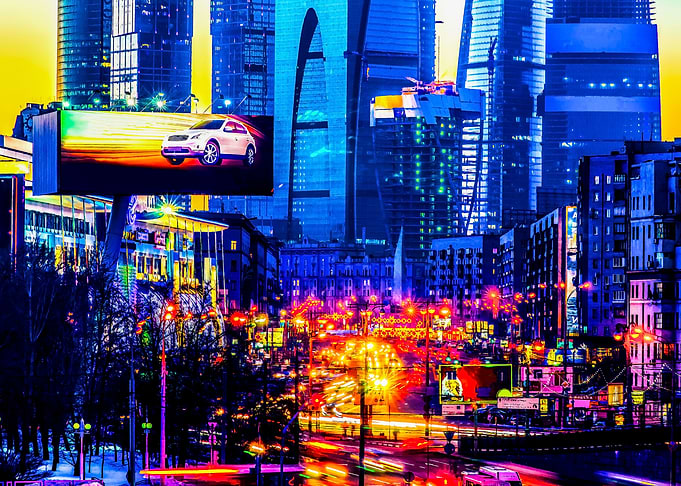 Shining City Lights Sunset