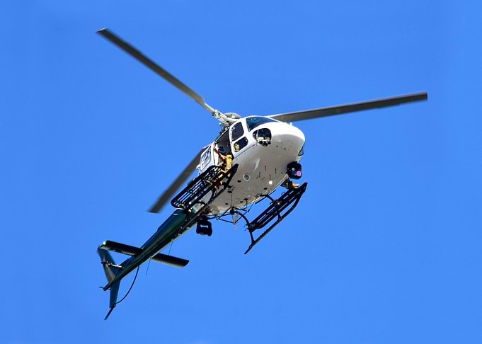 Helicopter in flight