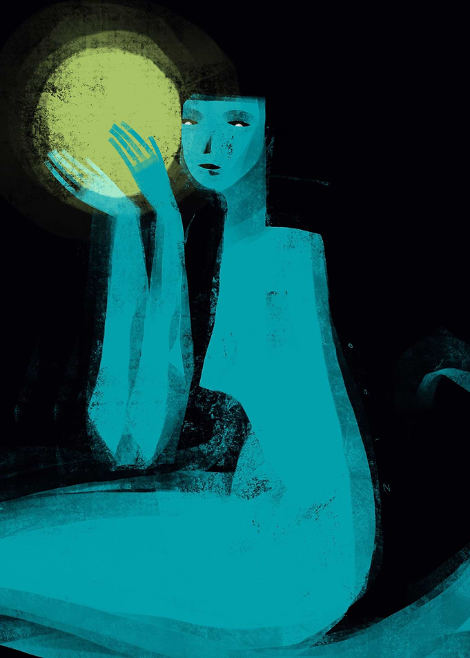 mermaid on blue
