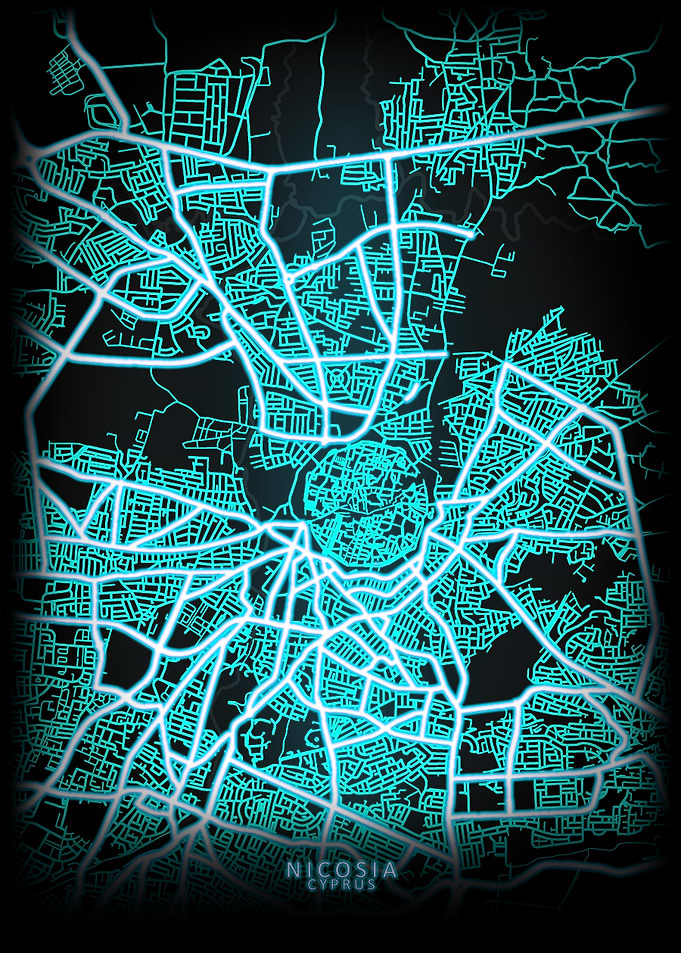 Nicosia Cyprus City Map