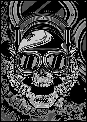 skull wearing a helmet