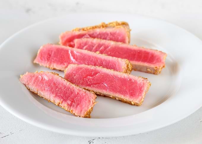 Sliced tuna steak