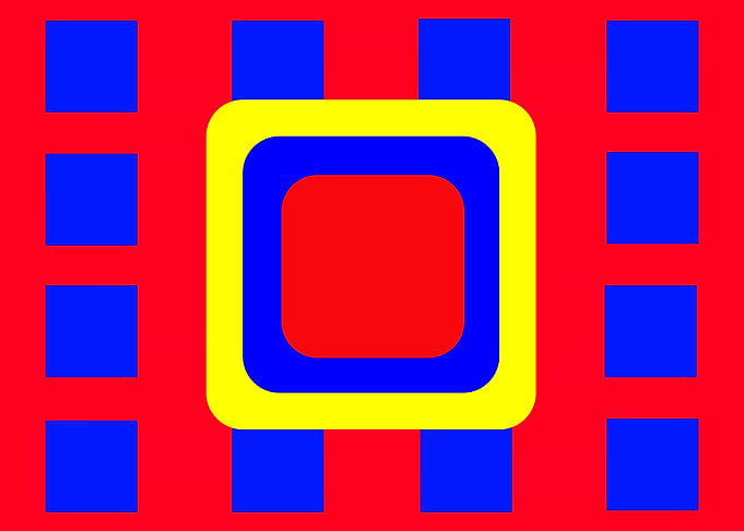 Rounded Squares on Red