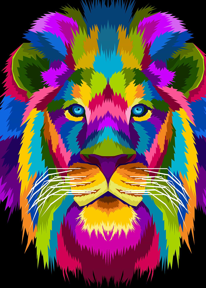 colorful lion