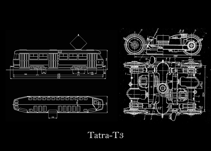 Tatra T3 train blueprint