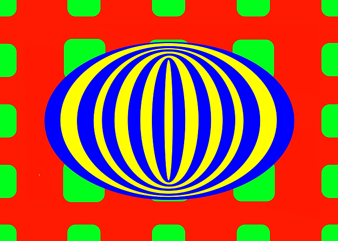Blue Elipse on Green