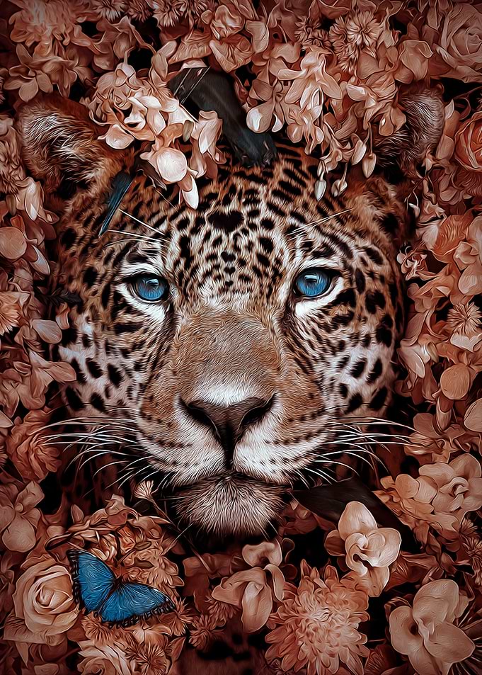 jaguar in flowers pinting