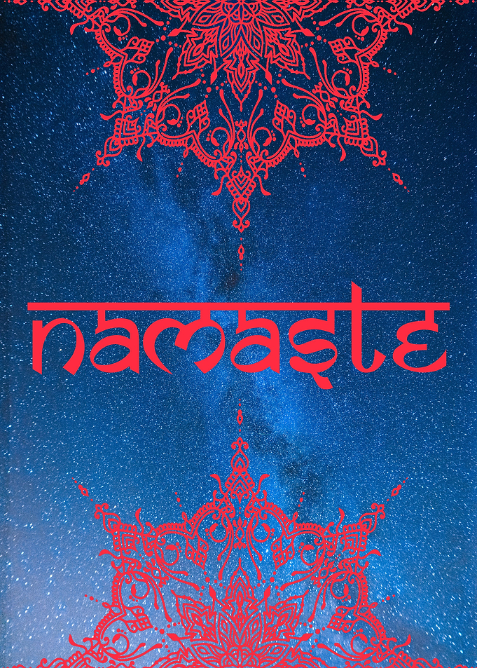 namaste with red mandala