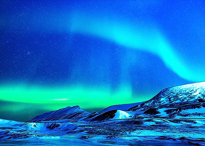 Aurora and snowy landscape