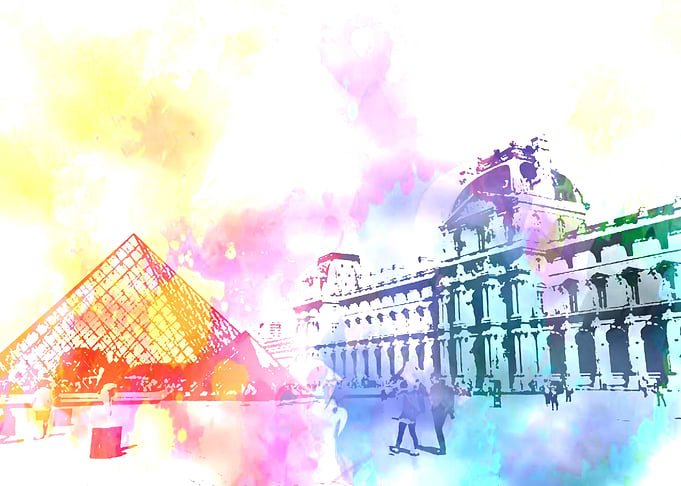 Louvre Museum Watercolor