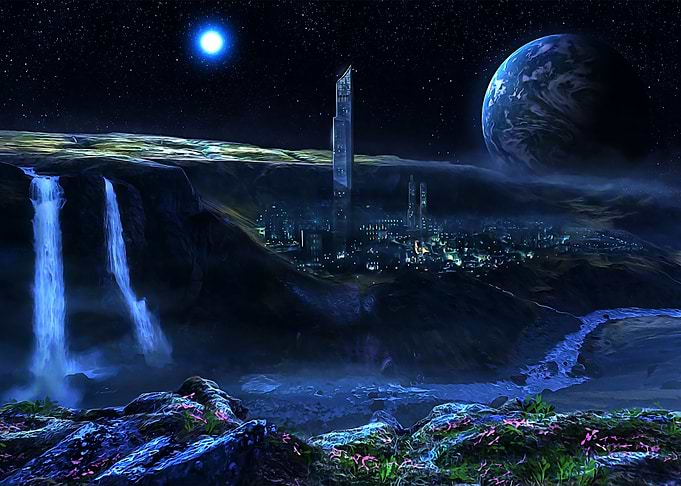 City on a moon