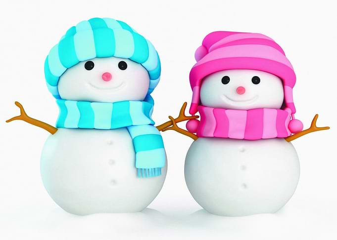 two snowmen art christmas