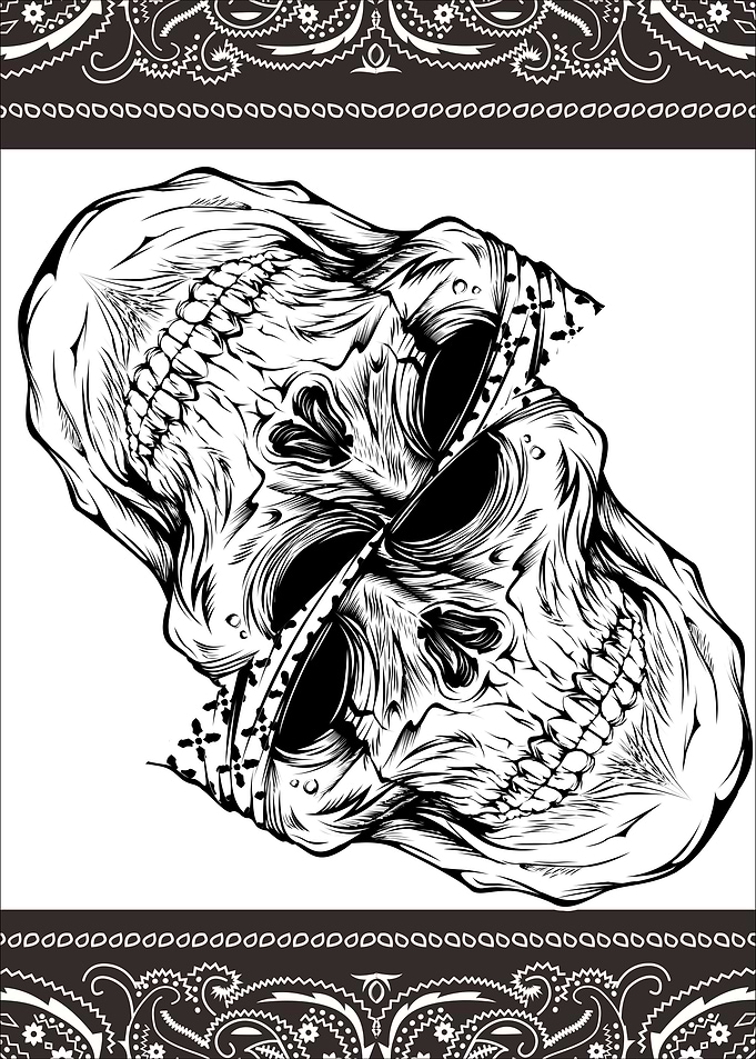 bandana skull black white