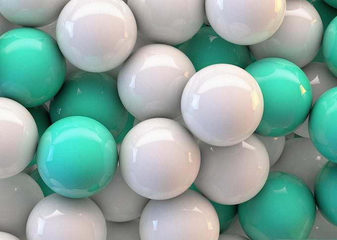green white balls glossy