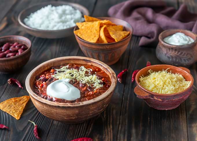Bowl of chili con carne