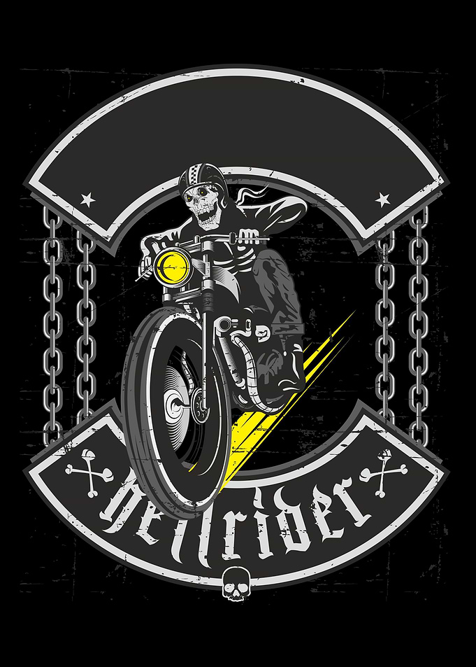 skull riding vintage motor