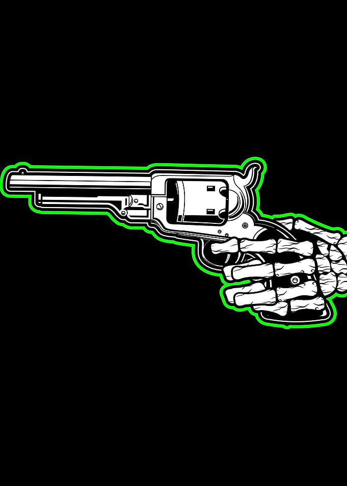 Skull Hand hold Uzi Gun