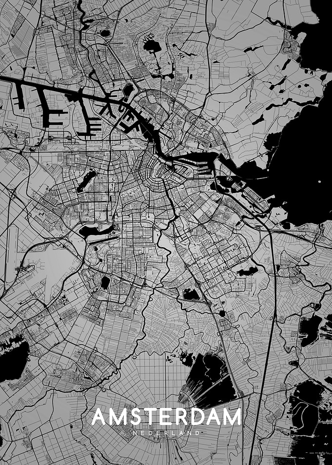 Amsterdam map BW