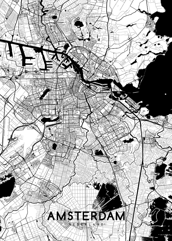 Amsterdam map white