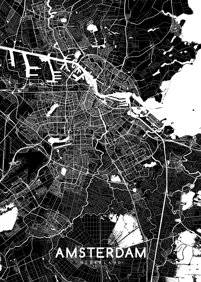Amsterdam map black