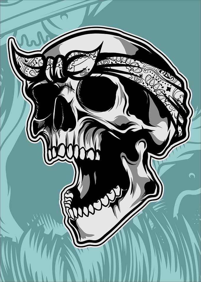 skull wearing bandana