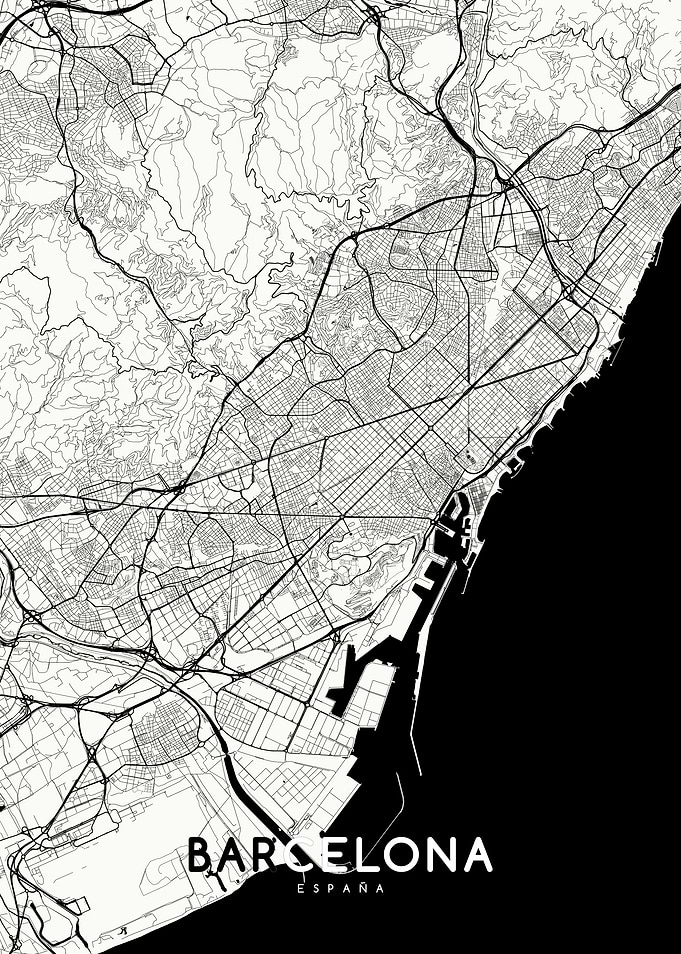 Barcelona map white