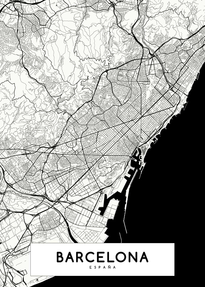 Barcelona map white