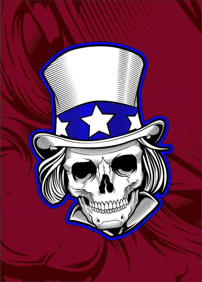 skull wearing hat