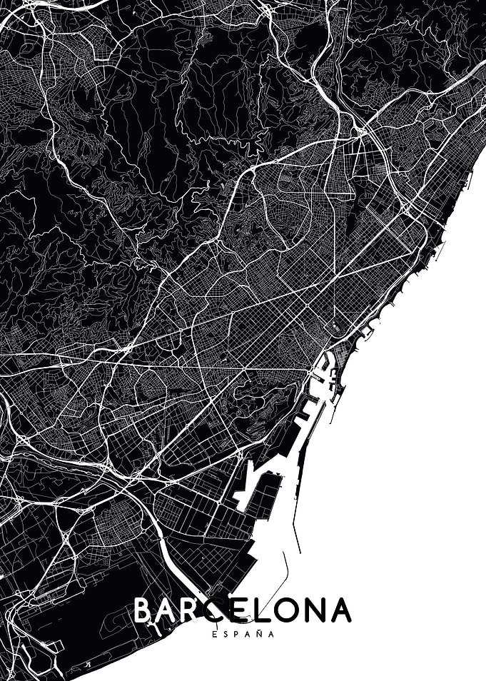 Barcelona map black