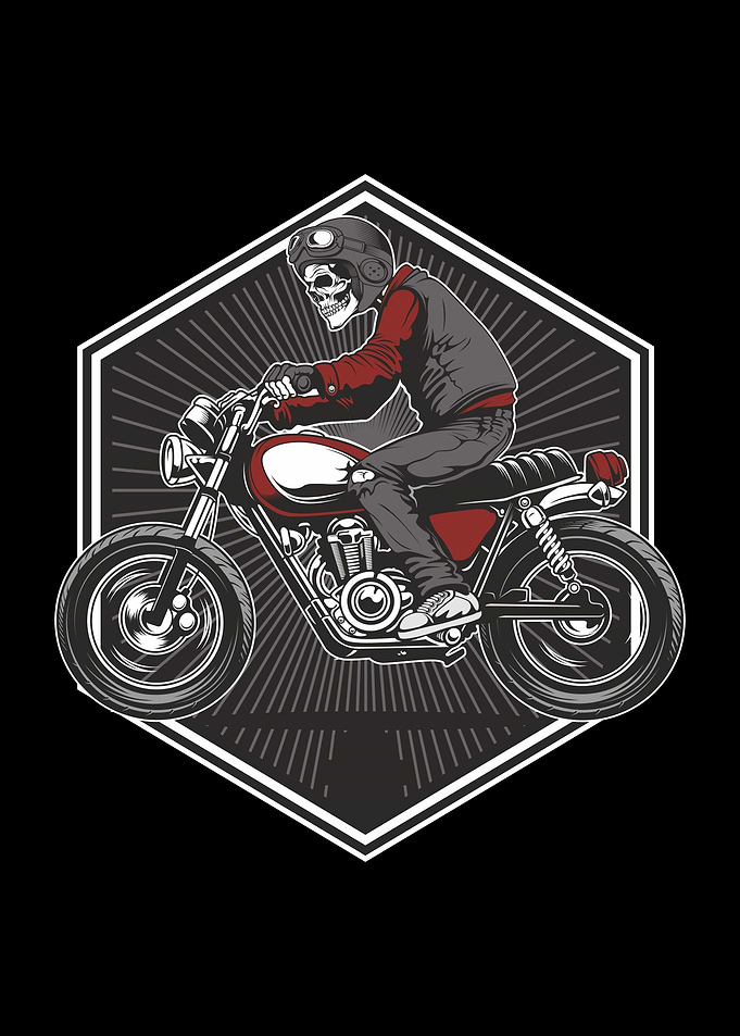 skull riding ld motorcycle