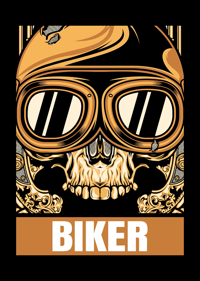 skull with motorcycle