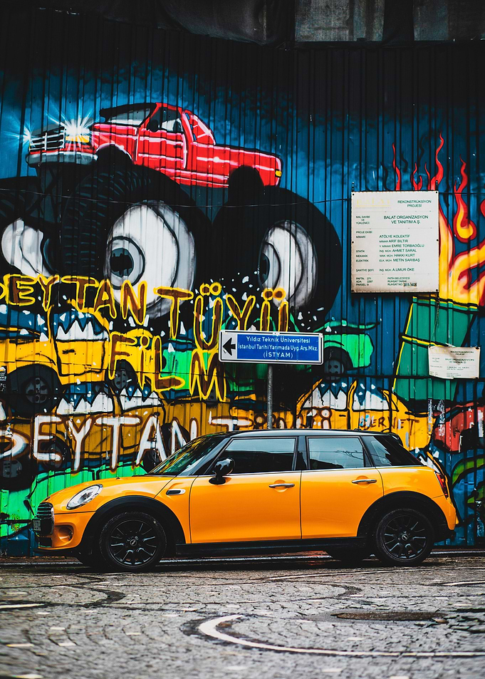 orange car parked
