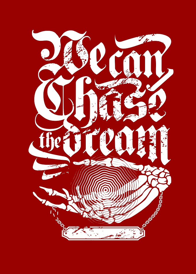 skull hand with text