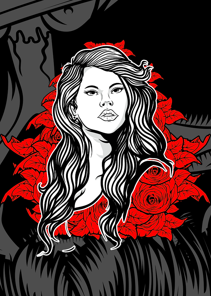 young lady with roses