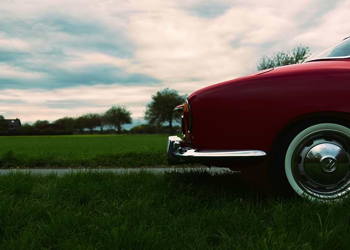 Karman Ghia with a scenery