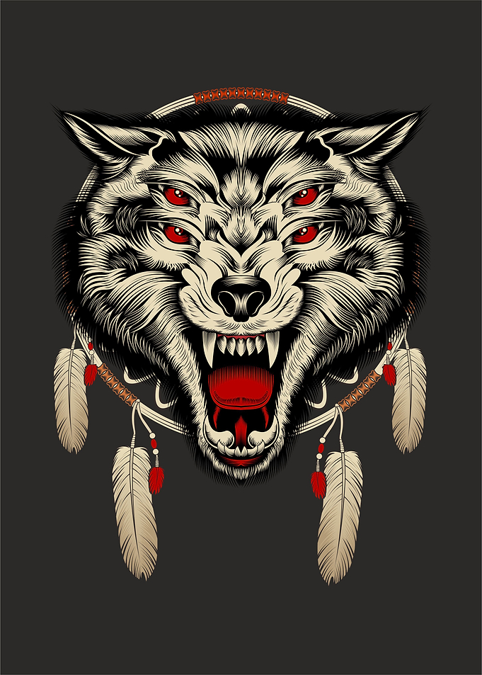 4eyed angry wolf roars