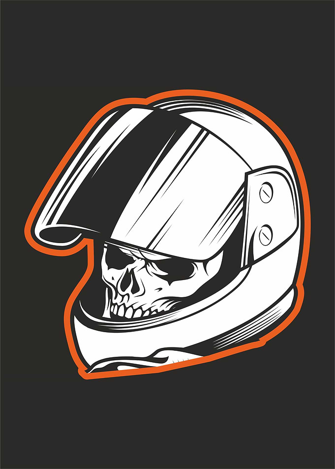 skull wearing a racers