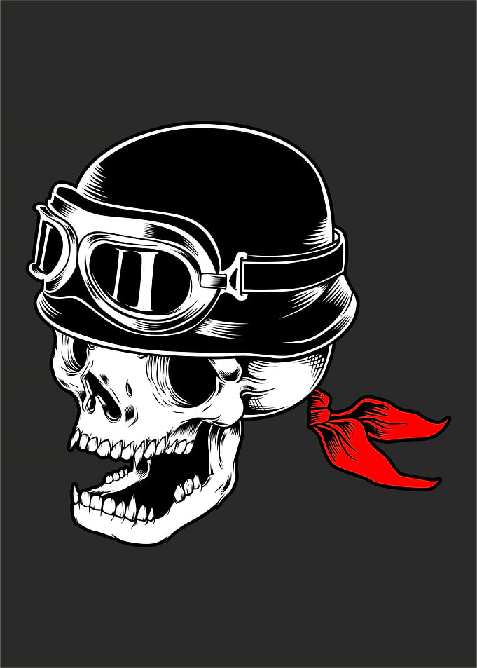 skull bikers wearing retro