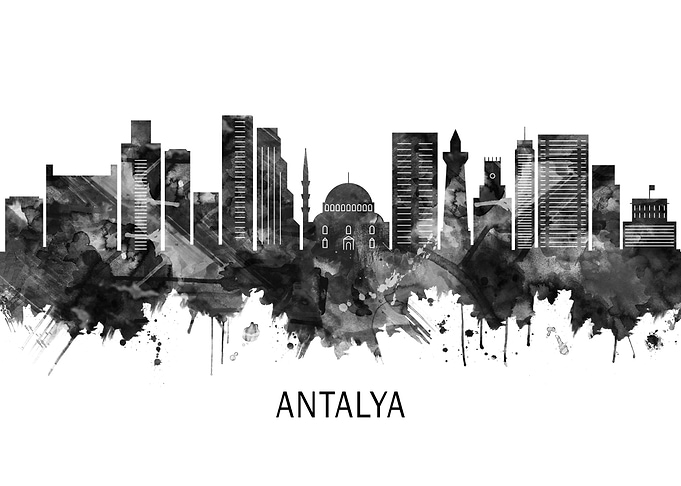 Antalya Turkey Skyline BW